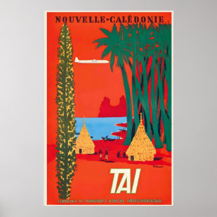 TAI to New Caledonia, Pacific Ocean Vintage Travel Poster