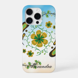 Taiji Flower – Green and Yellow Floral Art iPhone 16 Pro Case