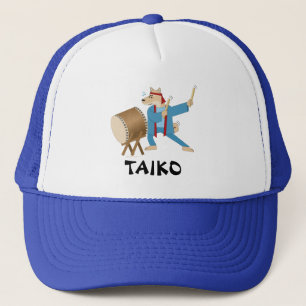Taiko Drum Cartoon Dog Taiko Drummer Trucker Hat