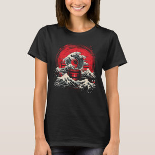 Taiko Drumming Japan Sunset Waves Ocean Art Graphi T-Shirt