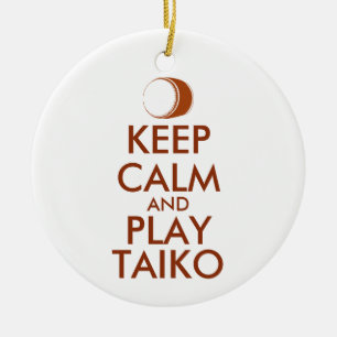 Taiko Gifts Keep Calm and Play Taiko Drum Custom Ceramic Tree Decoration