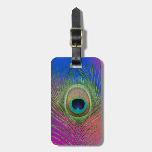 Tail feather of a peacock luggage tag