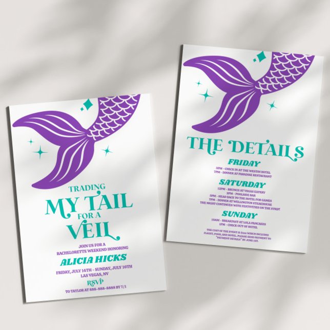 Tail For Veil Mermaid Bachelorette Weekend Party Invitation (Creator Uploaded)