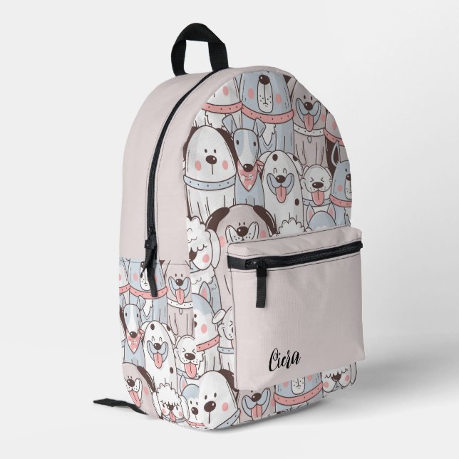 Tail-Wagging Whimsy Printed Backpack (Back Corner Left)