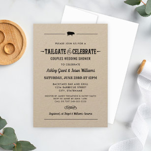 Tailgate and Celebrate Kraft Black Wedding Shower Invitation