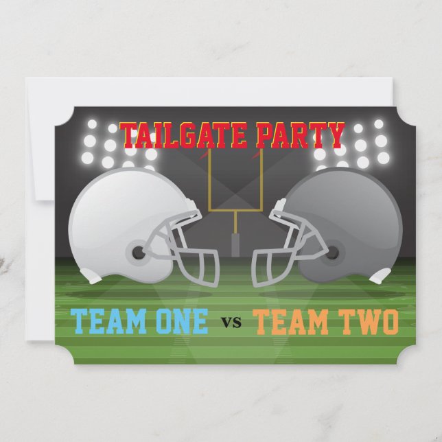 Tailgate Football Helmets USA Ribs Wings Party 4 Invitation (Front)