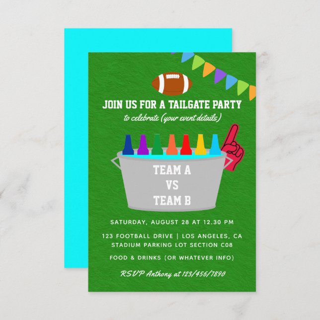 Tailgate Football Match Party Invite (Front/Back)