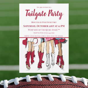 Tailgate Party Alabama Ladies Cowboy Boots Crimson Invitation