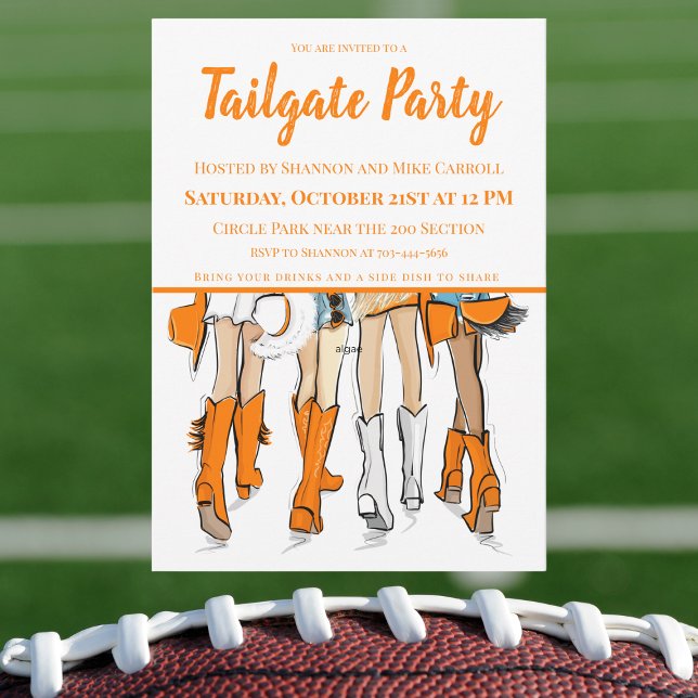 Tailgate Party Tennessee Ladies Cowboy Boots  Invitation (Creator Uploaded)