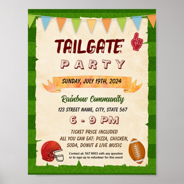 Tailgate school event flyer poster (Front)