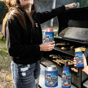 Tailgate Time Cowboy Cooking on BBQ Pit Custom Can Cooler