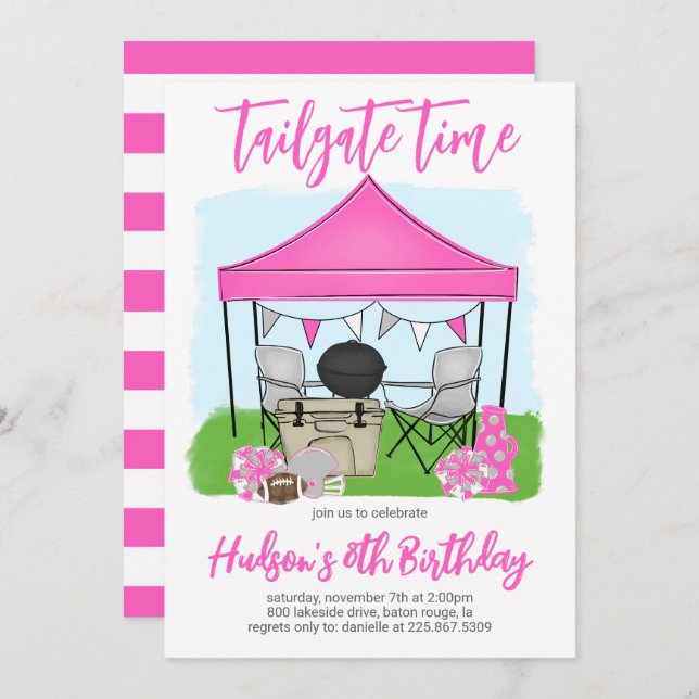 Tailgate Time Football Birthday Invitation (Front/Back)