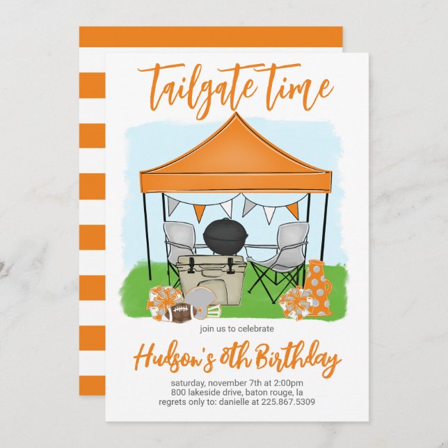 Tailgate Time Football Birthday Invitation (Front/Back)