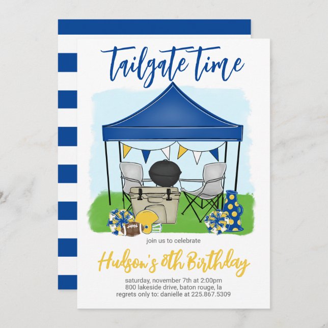 Tailgate Time Football Birthday Invitation (Front/Back)