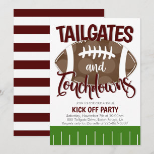 Tailgates and Touchdowns Football ANY TEAM COLOR Invitation