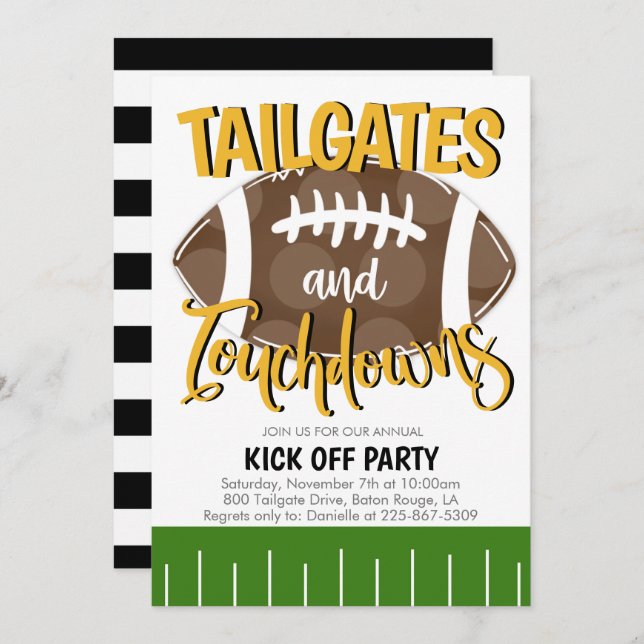 Tailgates and Touchdowns Football ANY TEAM COLOR Invitation (Front/Back)