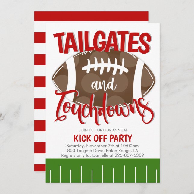 Tailgates and Touchdowns Football ANY TEAM COLOR Invitation (Front/Back)