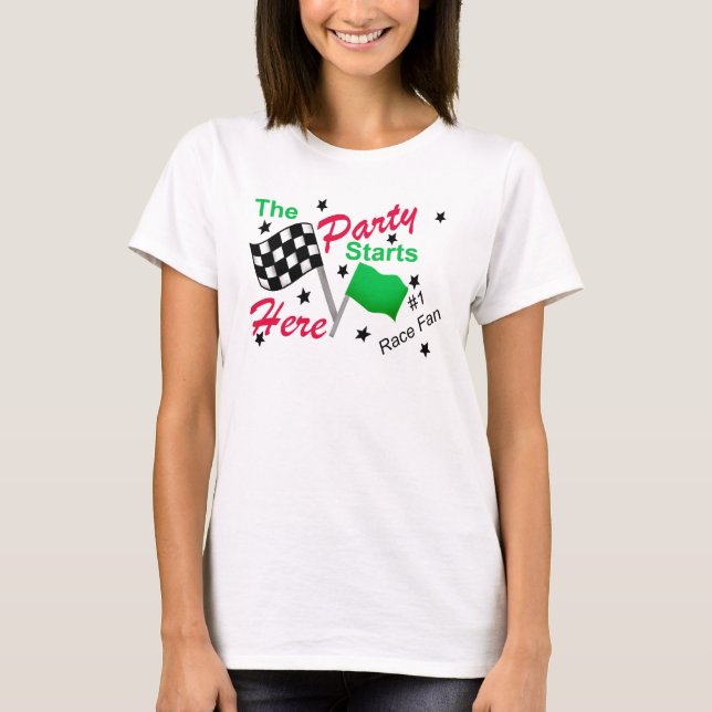 Tailgating Race Party Chequered Flag Custom T-Shirt (Front)