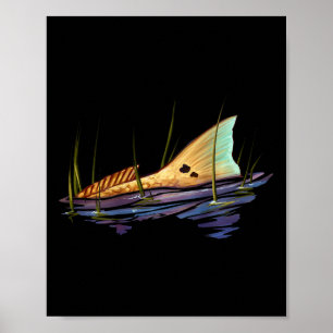 Tailing Redfish Red Drum Fish Shirt Redfish Tail  Poster