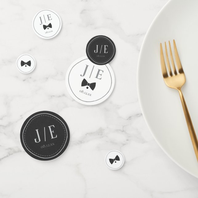 Tailored Black Bow Tie Wedding ID1090 Confetti (Group)