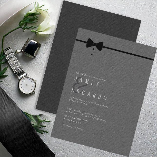 Tailored Black Bow Tie Wedding ID1090 Invitation (Creator Uploaded)
