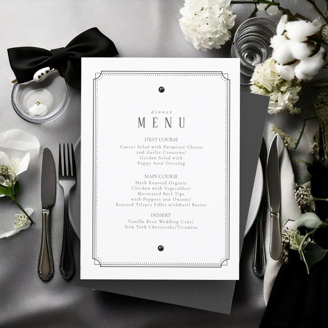 Tailored Black & White Wedding Menu White ID1090 (Creator Uploaded)