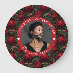 Tailored Lilies Floral Her Birthday Large Clock