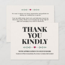 Tailored Vendors Custom Wedding Thank You