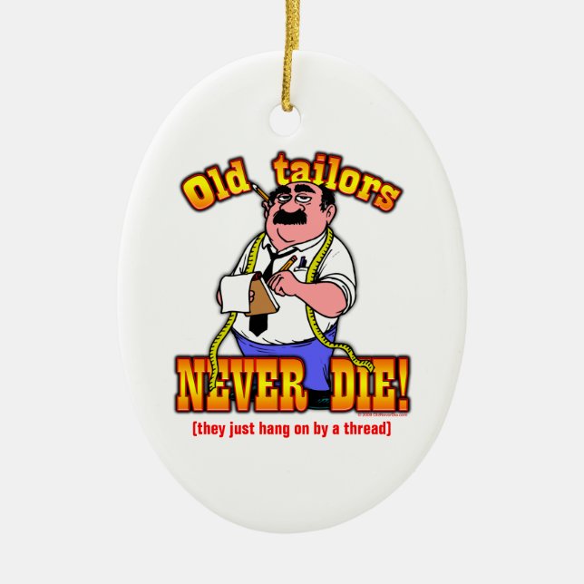 Tailors Ceramic Tree Decoration (Front)