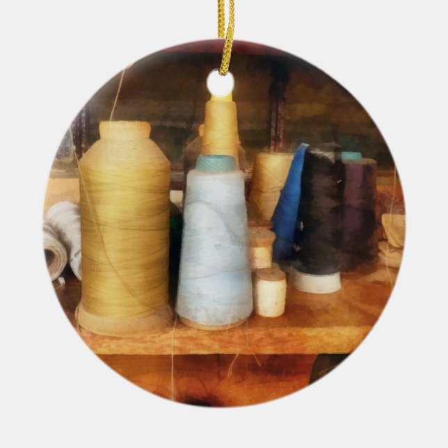 Tailor's Thread Ceramic Tree Decoration (Front)