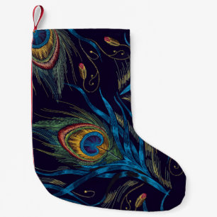 Tails of peacocks vector. Embroidery peacock feath Small Christmas Stocking