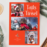 Tails & Tinsel Dog Photo Retro Red Christmas