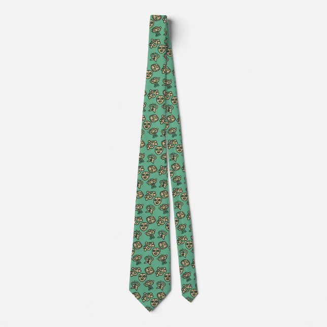 Taino Masks tie green (Front)