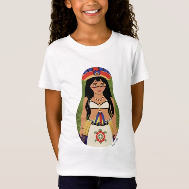 Taíno of Boriken, Puerto Rican Matryoshka Girls' T-Shirt (Front)