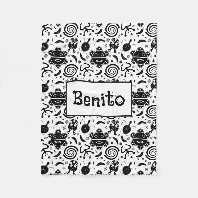 Taino Symbols Puerto Rico Culture Fleece Blanket (Front)