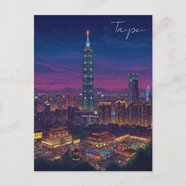 Taipei 101 Taiwan at Night Postcard (Front)