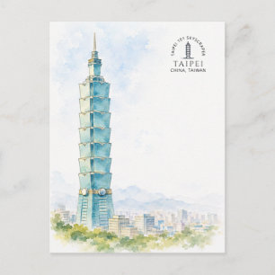 Taipei China Famous Iconic Landmark   Travel Postcard