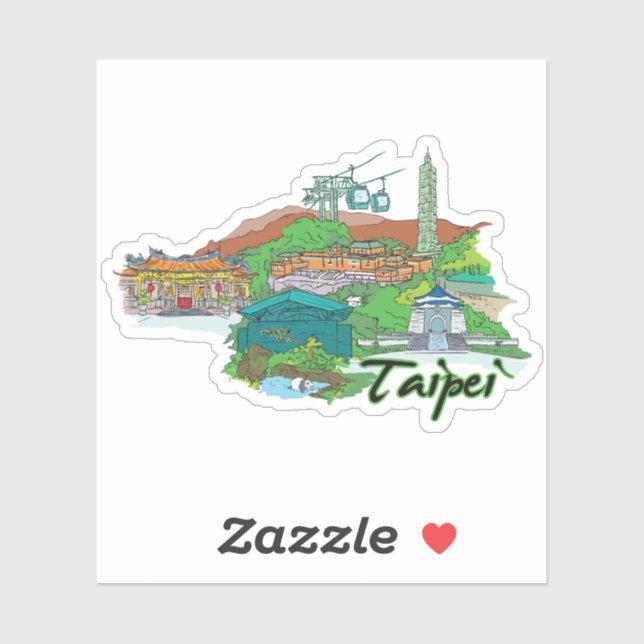 Taipei Seal Sticker Round Flag For Laptop Book.. (Sheet)