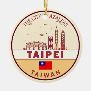 Taipei Taiwan City Skyline Emblem Ceramic Tree Decoration
