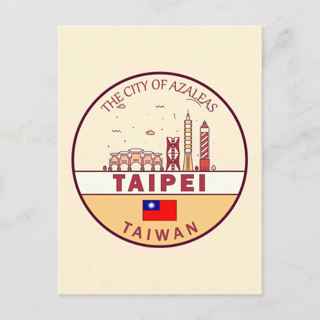 Taipei Taiwan City Skyline Emblem Postcard (Front)