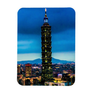 Taipei, Taiwan Skyline at Night Magnet
