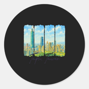 Taipei Taiwan Travel Brushstroke Meet Me In Taipei Classic Round Sticker