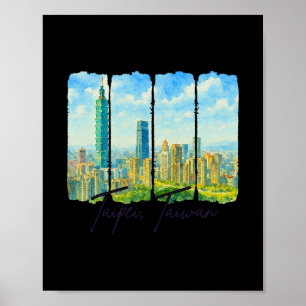 Taipei Taiwan Travel Brushstroke Meet Me In Taipei Poster