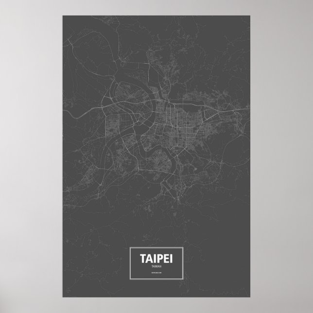 Taipei, Taiwan (white on black) Poster (Front)