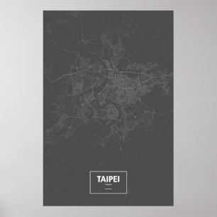 Taipei, Taiwan (white on black) Poster