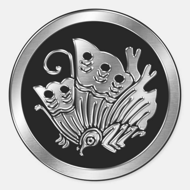 Taira Clan Kamon Silver Chrome Classic Round Sticker (Front)