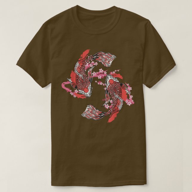 Taisho Sanke Koi Fish Japanese Culture Sakura Koi  T-Shirt (Design Front)