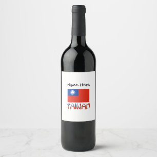 Taiwan and Taiwanese Flag Personalised Wine Label