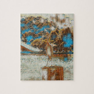 Taiwan Crane Dahu Park lake Landscape Jigsaw Puzzle