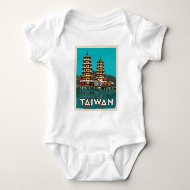 Taiwan | Dragon And Tiger Pagodas Baby Bodysuit (Front)